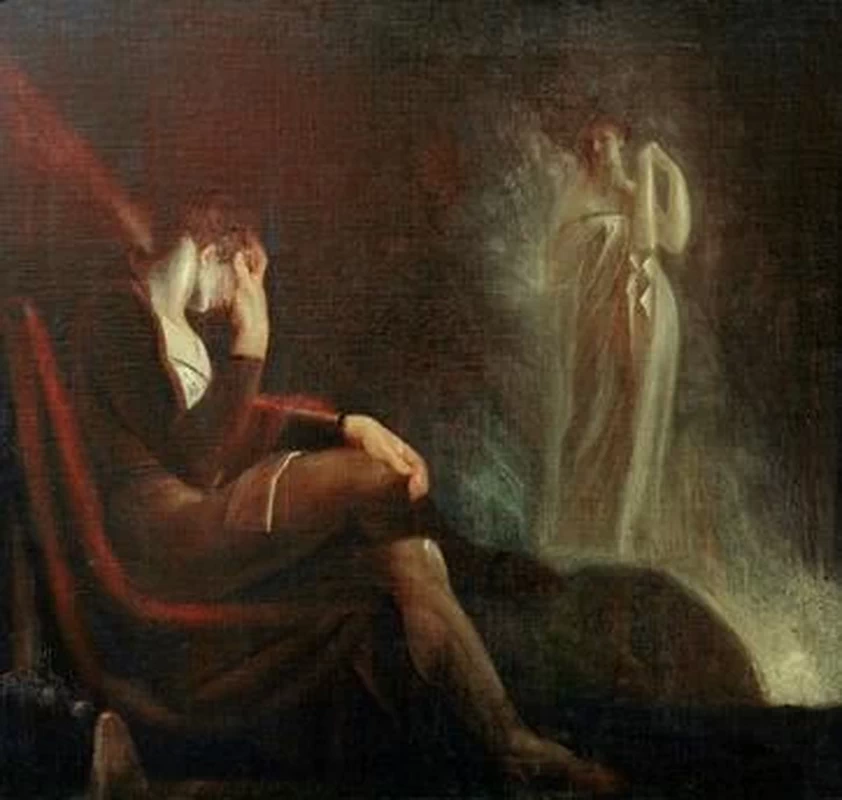 129-Johann Heinrich Füssli-Milton ha una visione della sua seconda moglie 